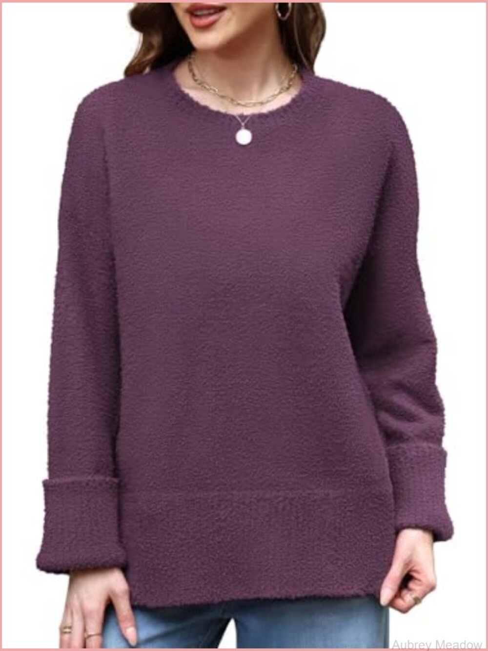 Cozy Fuzzy Knit Crewneck Pullover Sweater Loose Chunky Top - Picture 2 of 6